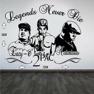2Pac Tupac Eazy-E  גדולי הראפרים אגדות היפ הופ מדבקת אמנות קיר